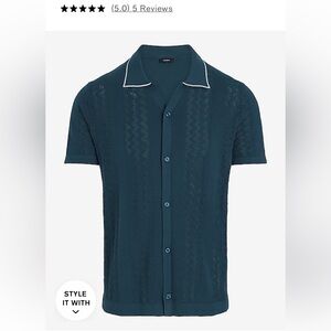 Express Textured Stripe Cotton Short Sleeve Sweater Polo - NWT